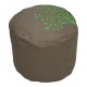 Round Stool - Beige Solid Cotton Twill 'Earth Tree'